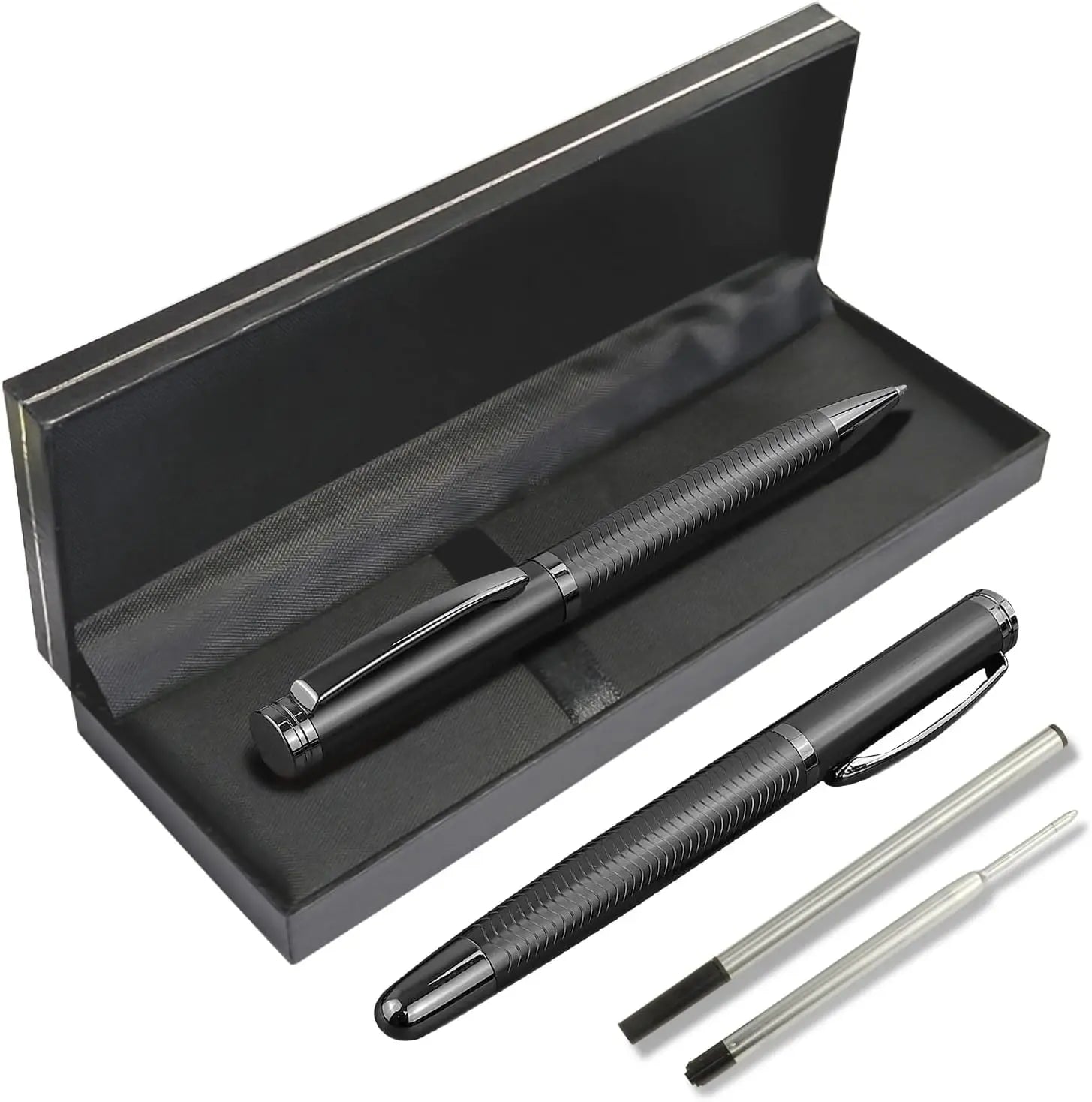 1 Set Ballpoint Pen and Rollerball with Two Replaceable Pen Refills and Gift Box,Writing for Business,School,Journal