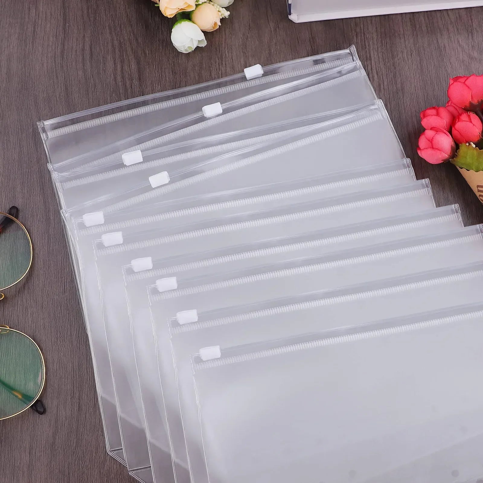 10PCS A6 Binder Pockets 6 Holes Cash Envelopes for Budgeting, Clear Zipper Folders 6-Ring Binder, Waterproof PVC Organizer 2025